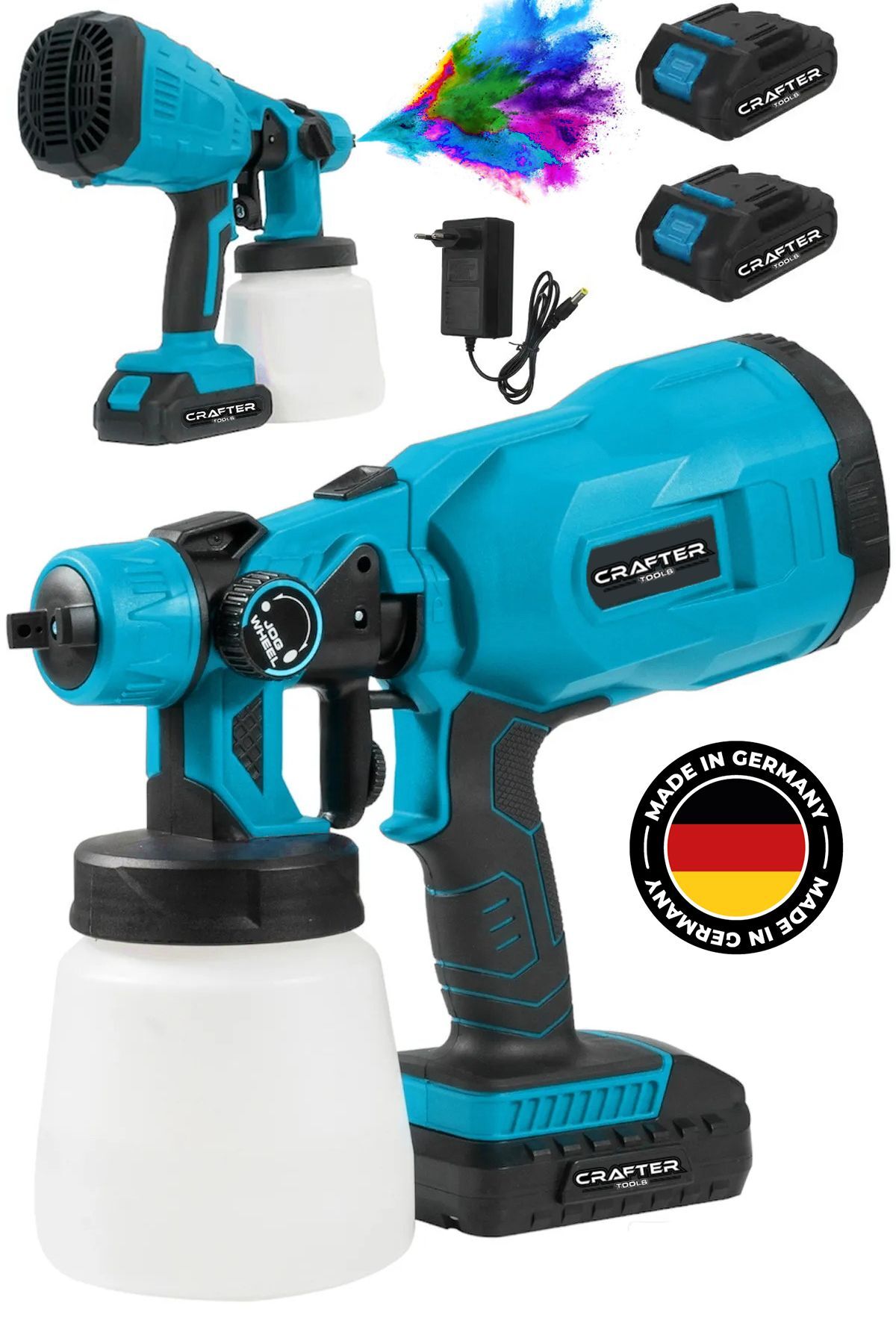CRAFTERTOOLS Germany 36 V 5Ah Çift Akülü Yüksek Basınçlı Püskürtme Boya Tabancası Şarjlı İlaçlama & Boya Makinesi