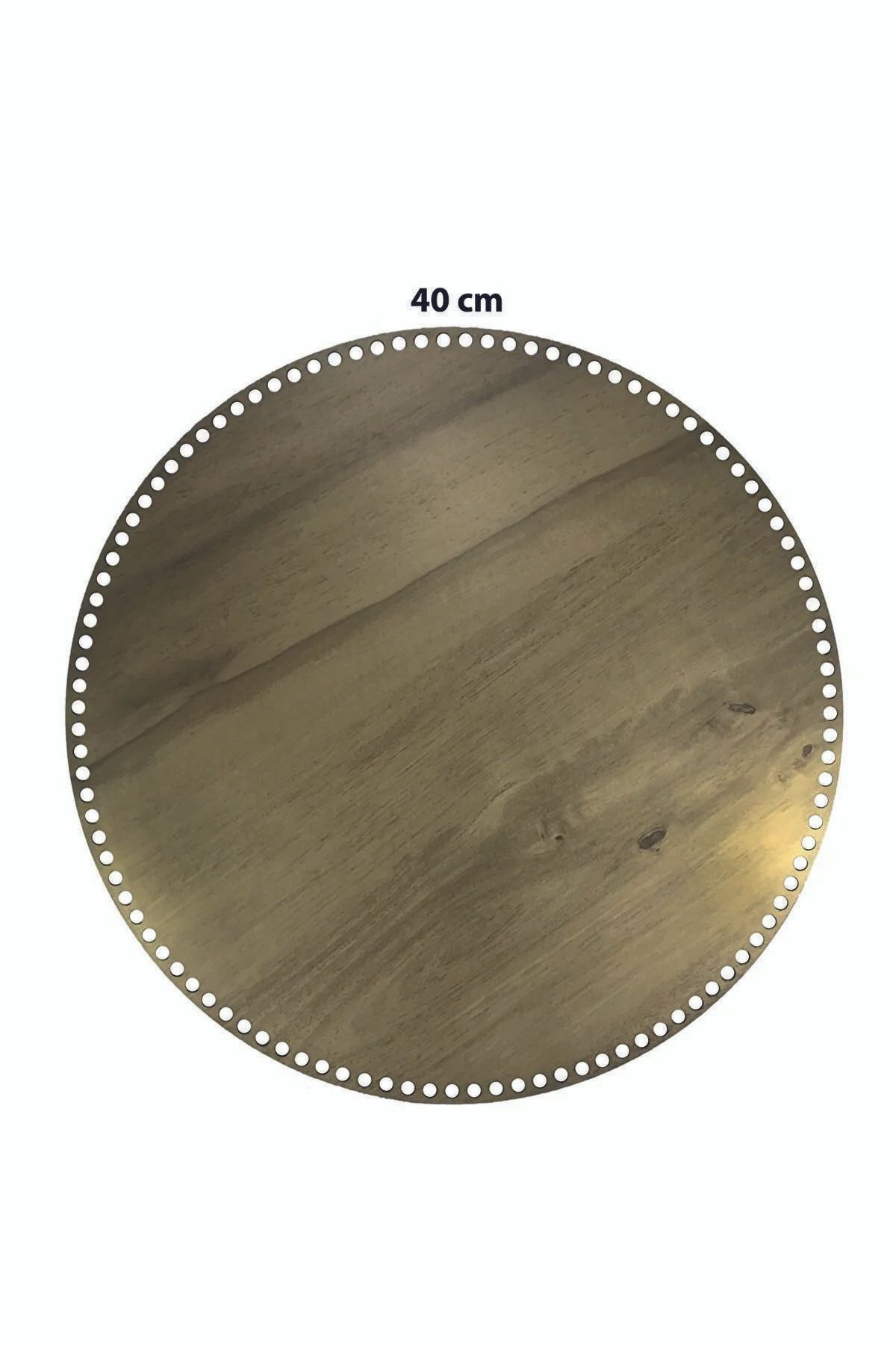 ( 2 Pcs ) Wooden 3 Mm Mdf Round Basket Tray Base ( 40 Cm ) Open Oak Single Face