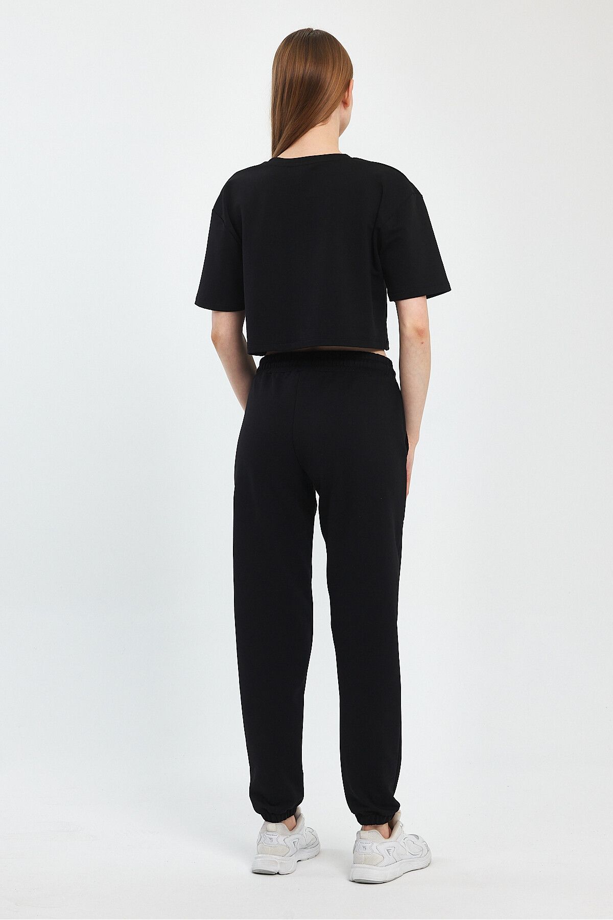 Penyelux-Black Elastic Waist and Leg Jogger Pants - 2 String Fabric 5