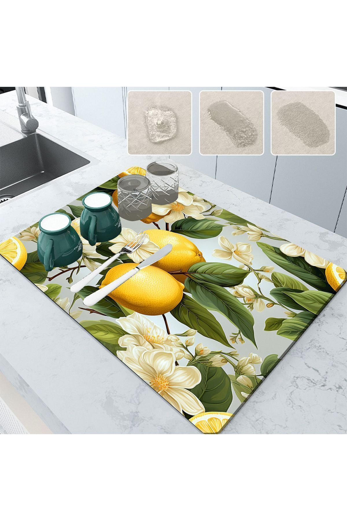 Else Halı-DSN-9 Model Non-Slip Water Absorbent Drying Cloth - Dish Drying Mat, Countertop Drying Cover 3