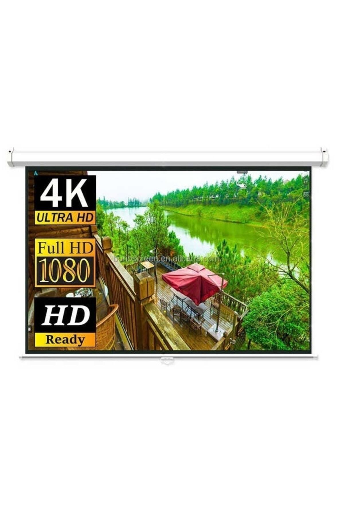 Peak 400x300cm(200inch) Motorlu Kumandalı Projeksiyon Perdesi-beyaz Kasa