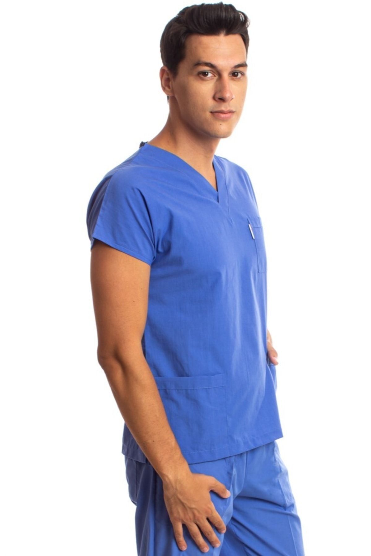 Simirna Üniforma-Chirurgical Doctor Nurse Parliament Blue Jersey Single Top 3