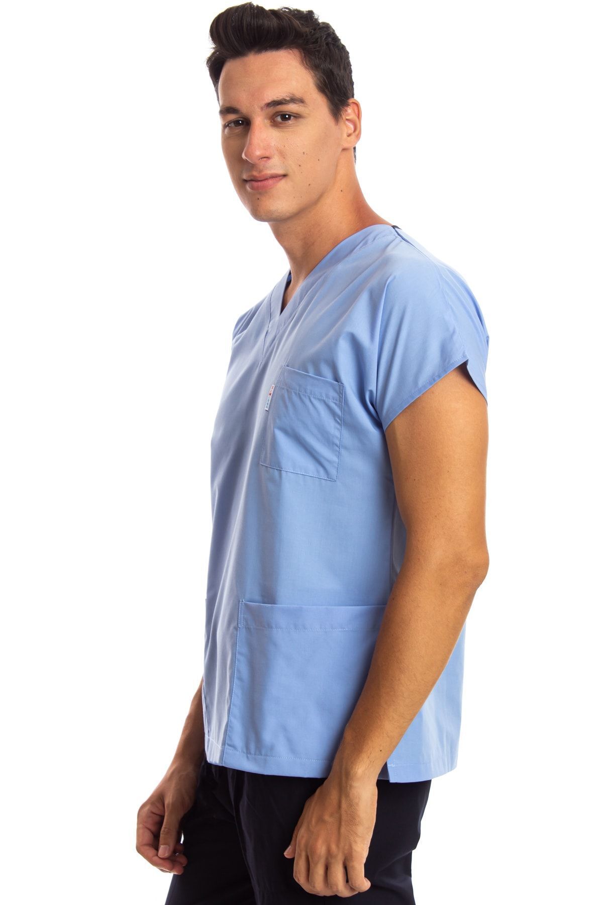 Simirna Üniforma-Chirurgical Asistentă Scrubs Jersey albastru deschis Single Top 3