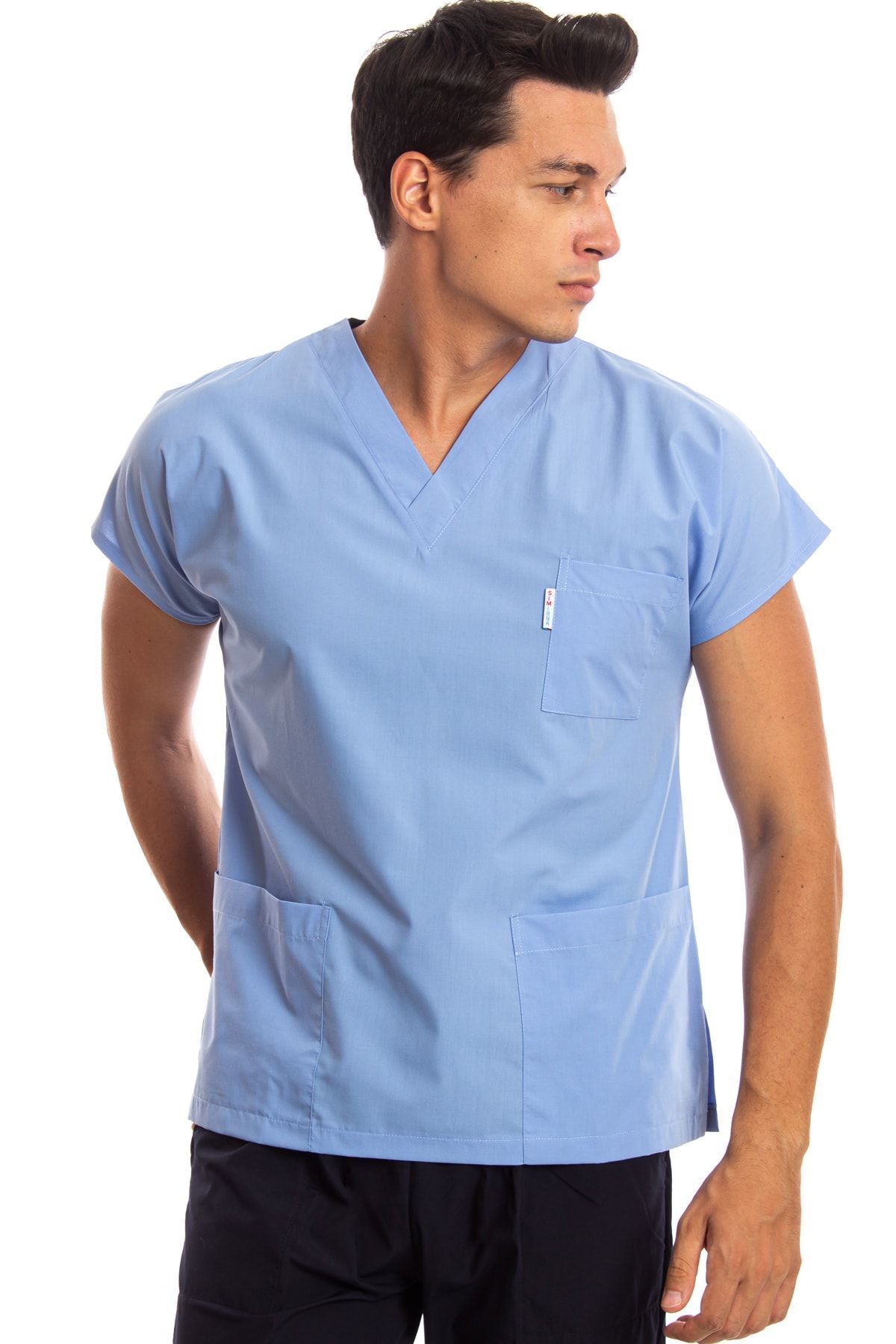 Simirna Üniforma Chirurgical Asistentă Scrubs Jersey Albastru Deschis Single Top - 2XS