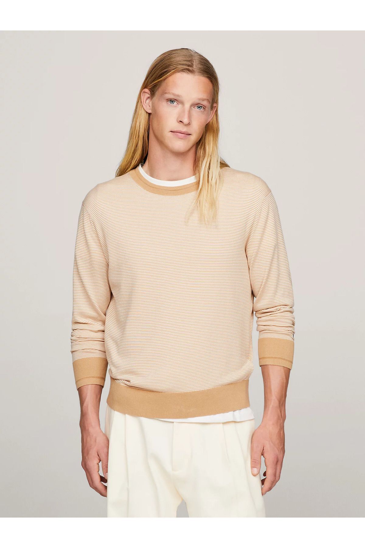 لوگوی مارک مردانه ژاکت آستین بلند خاکی با جزئیات MW0MW33524-0I1 Tommy Hilfiger