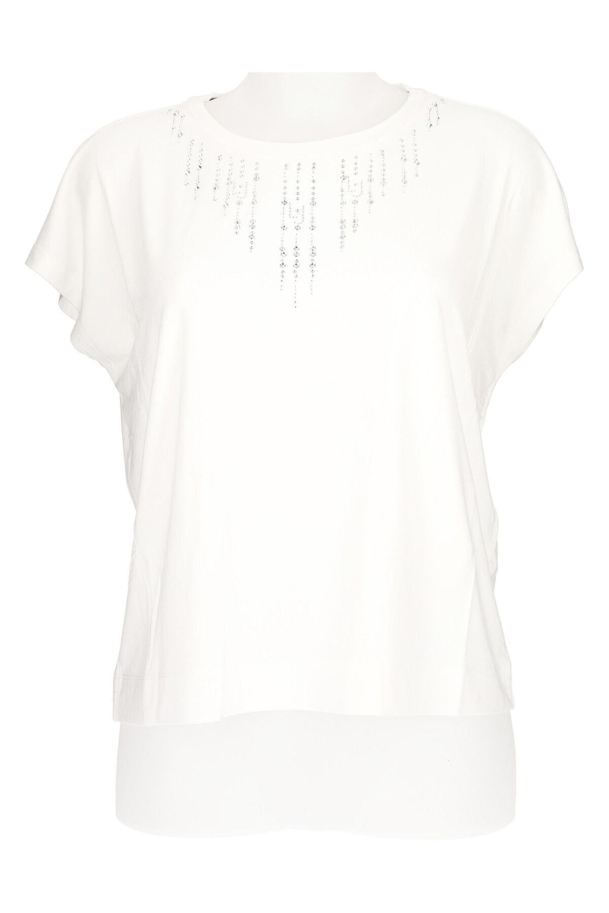 Liu Jo-Tricou de damă din țesătură din bumbac, ecru cu logo-ul mărcii 1