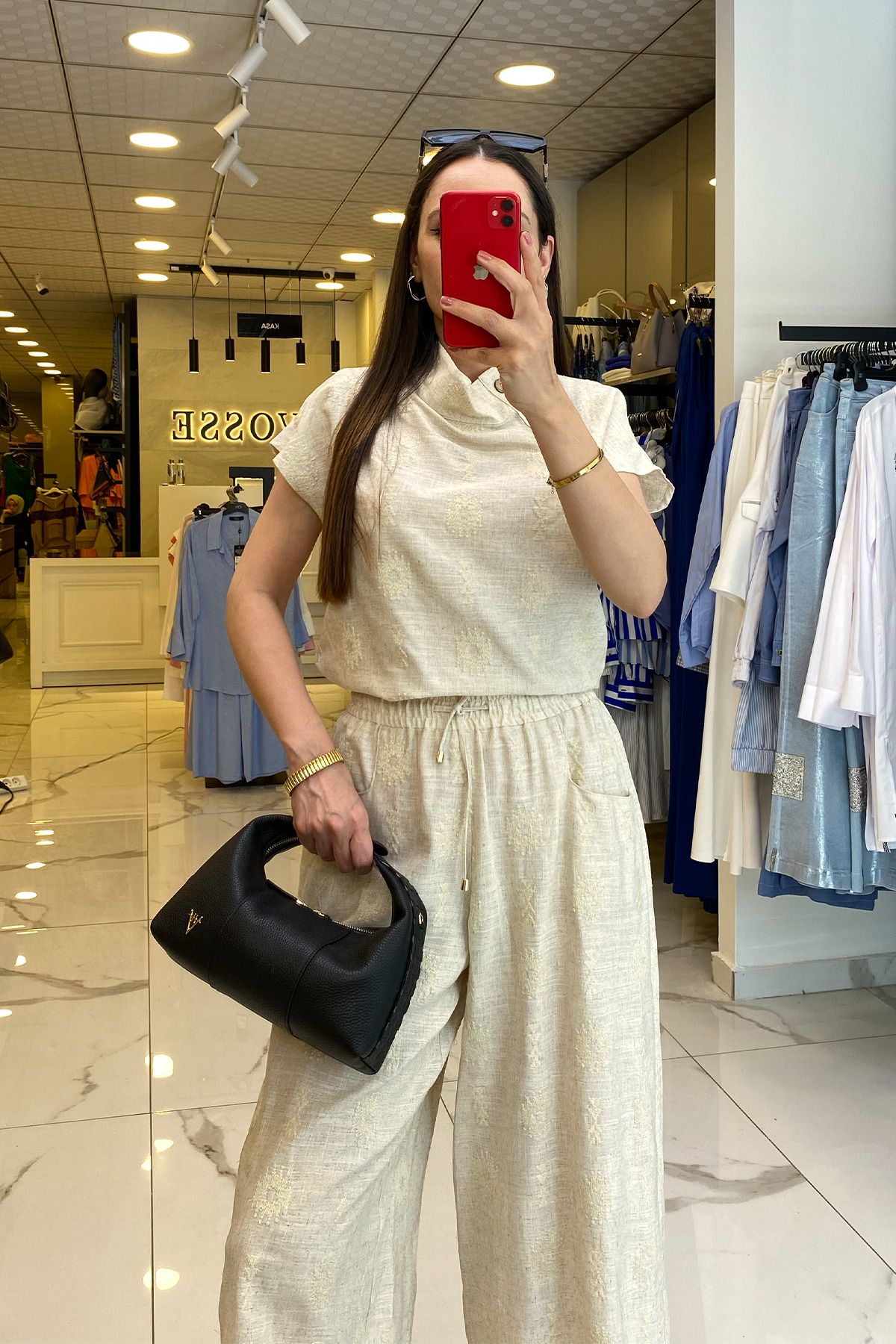 کت وشلوار سبز زنانه لباس در مد BEIGE DEGAJE شلوار CAPRI را با تنظیم کرد اورجینال Vosse