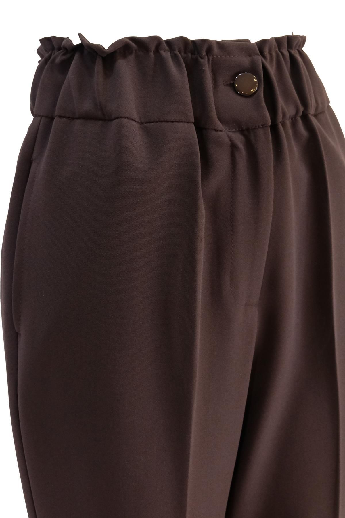 5514 SENTEZ PANTOLON BELİ LASTİKLİ İNCE DUBLE PAÇA