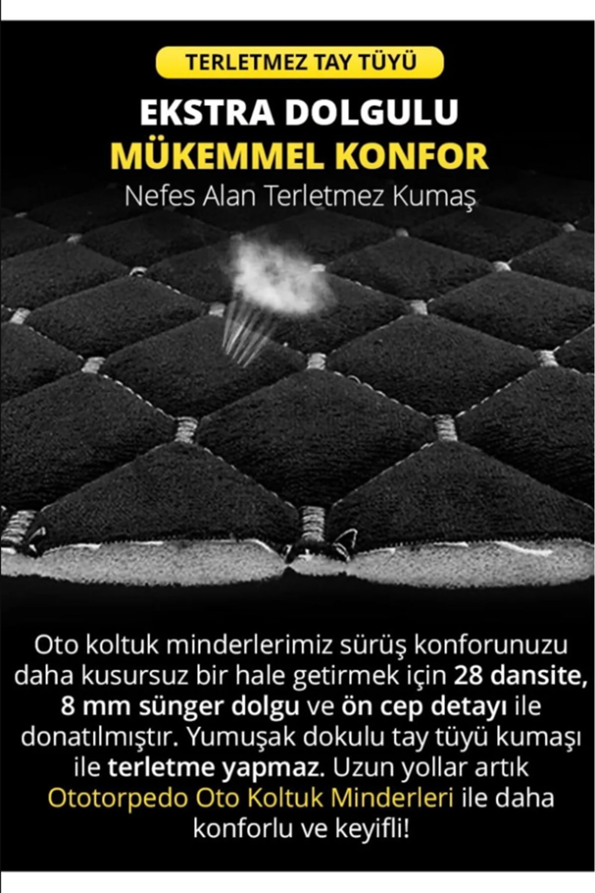 mısırlı grup Tay Tüyü Cepli & Terletmez Kumaş Sırtlı Oto Koltuk Minder Seti - Koltuk Koruma Kılıfı (3'lü Set) fotoğrafı 4 (önizleme)
