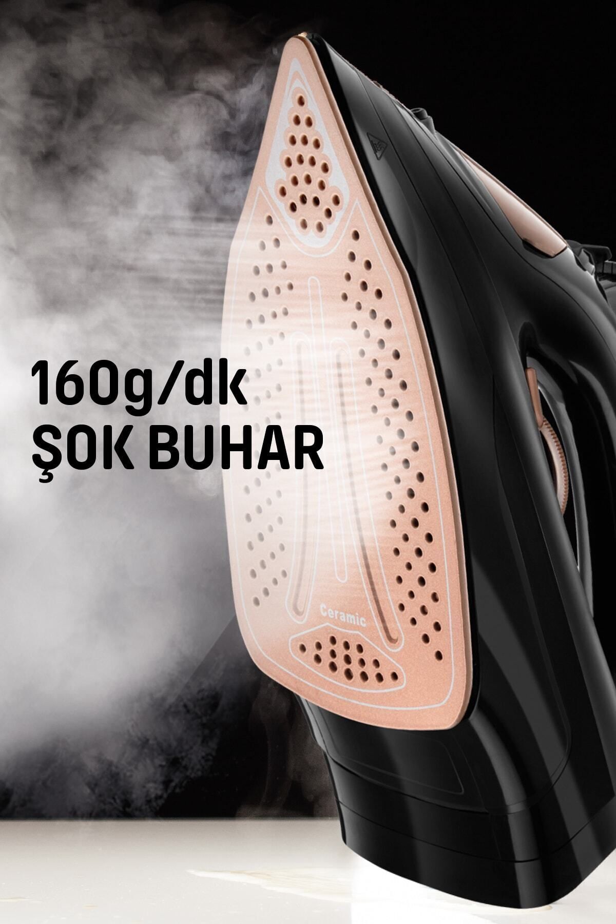 Samba 2200 Watt Seramik Tabanlı Otomatik Kapanma Özellikli 160 gr Şok Buharlı Ütü 3