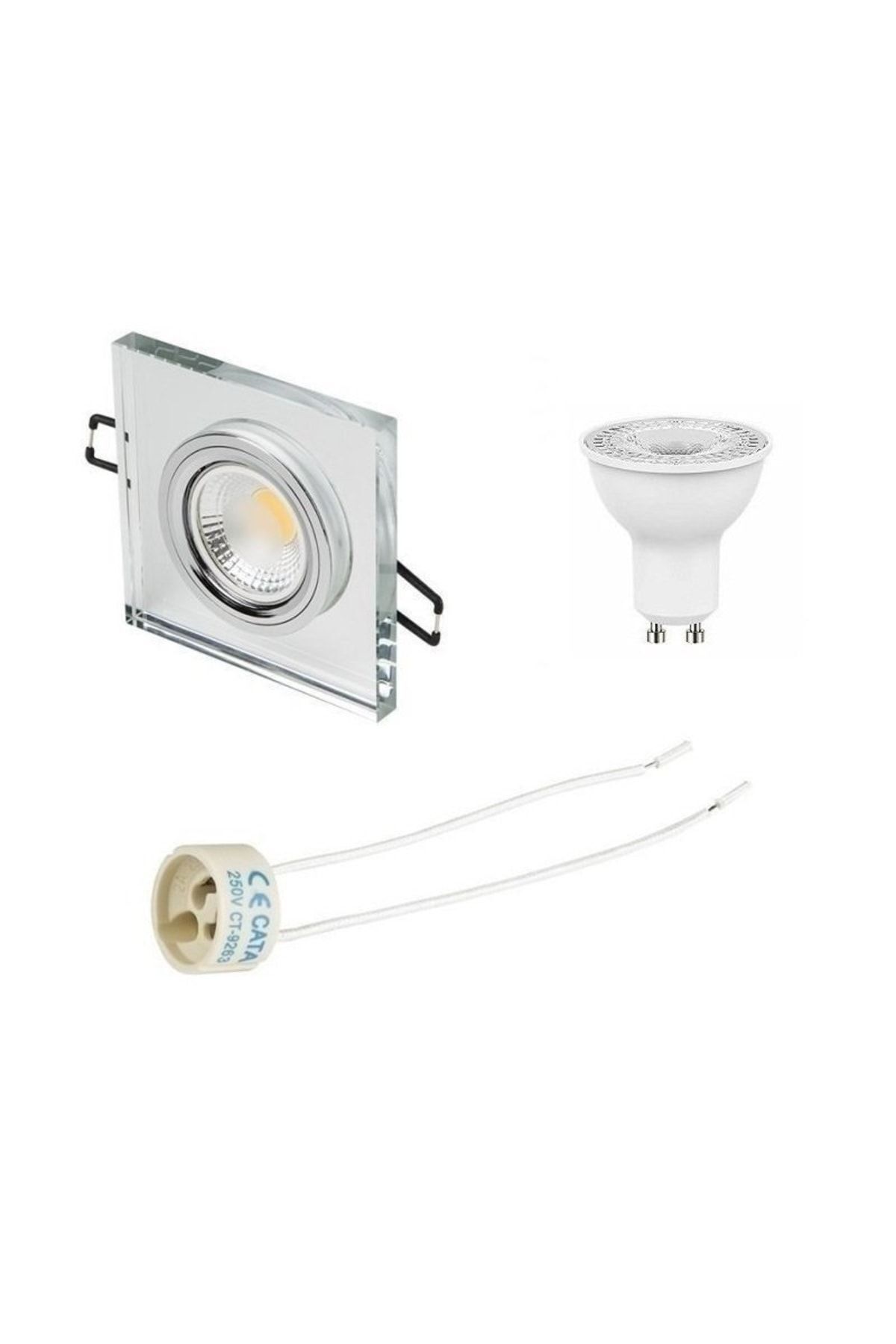 Kare Aynalı Cam Spot 7 Watt Ledli Takım (günışığı Ledli) Sıva Altı Gömme