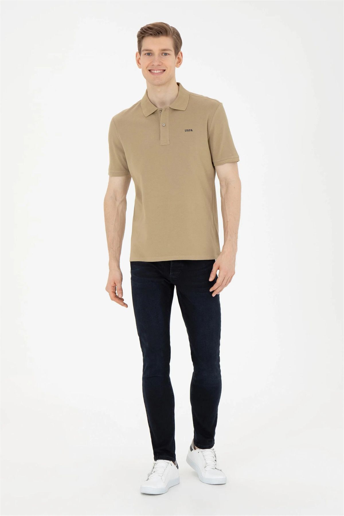 تی شرت یقه پولو سبز مردانه پایه اصلی چوگان ASSN U.S. Polo Assn.