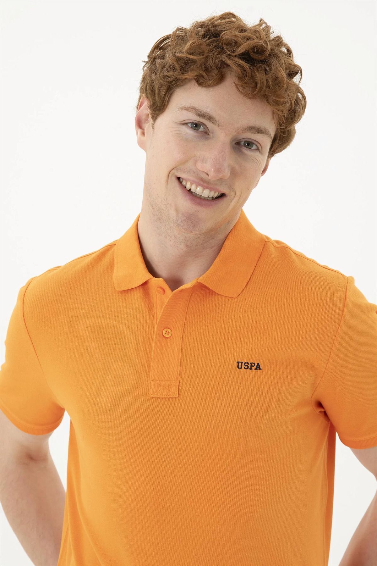 تی شرت یقه پولو نارنجی مردانه پایه اصلی چوگان ASSN U.S. Polo Assn.