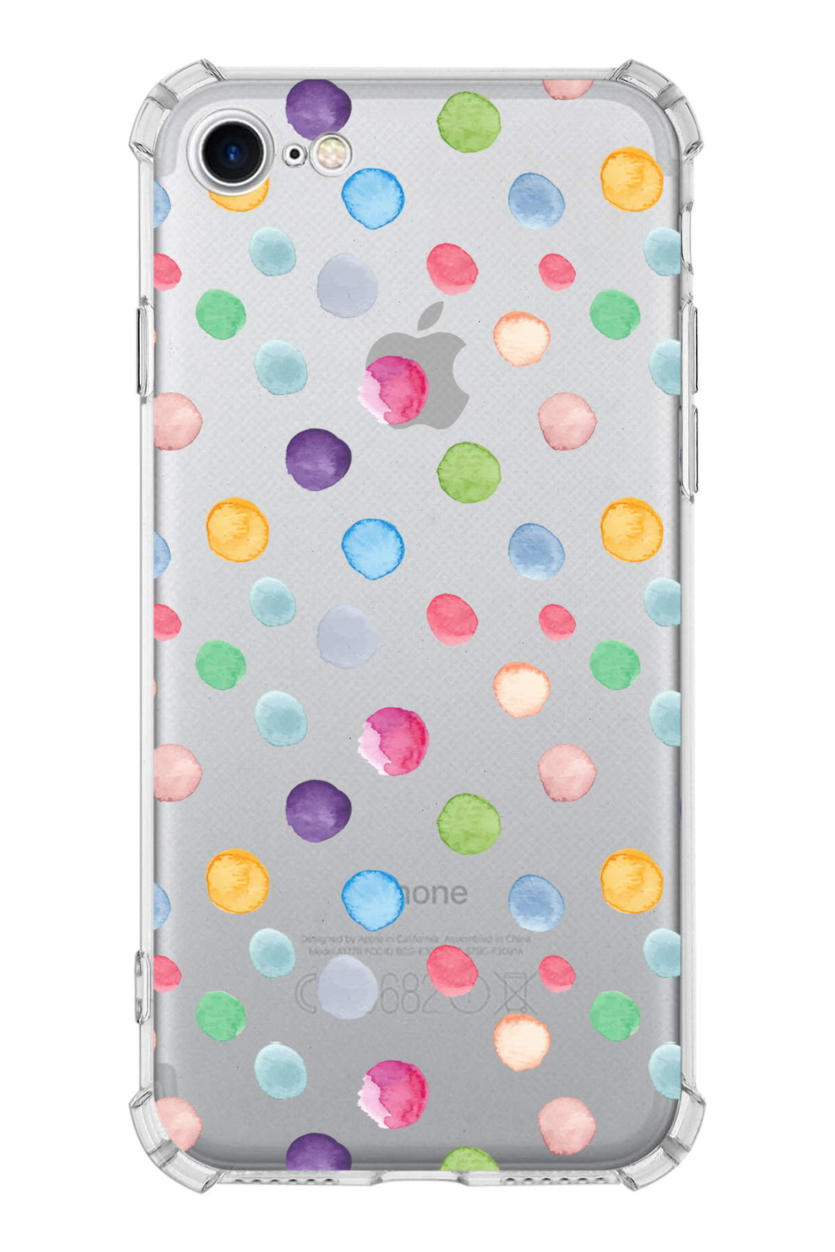 PrinriFy Apple iPhone SE 2020 Uyumlu Water Color 6 Baskılı Şeffaf Köşe Korumalı Antişok Kılıf