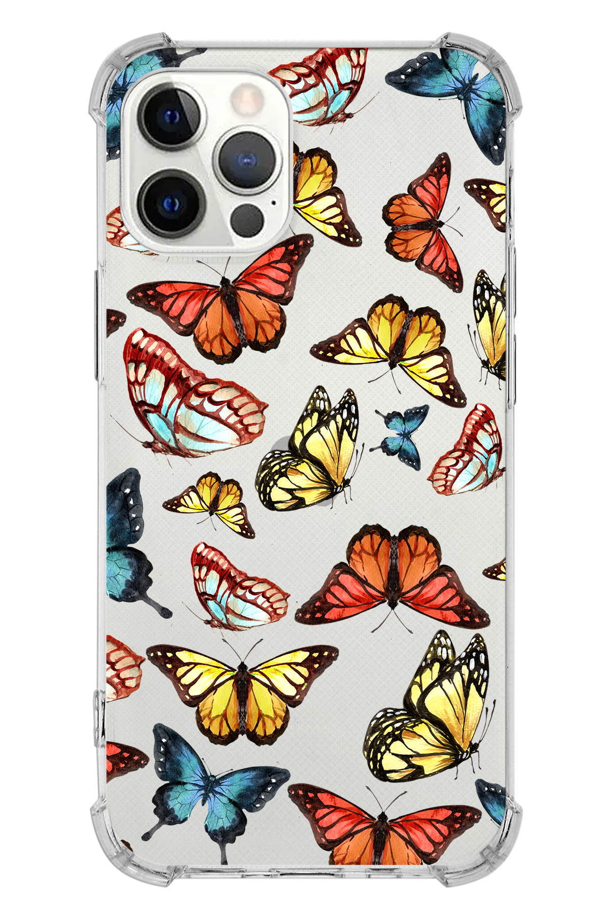 PrinriFy Apple iPhone 12 Pro Uyumlu Water Color 2 Baskılı Şeffaf Köşe Korumalı Antişok Kılıf