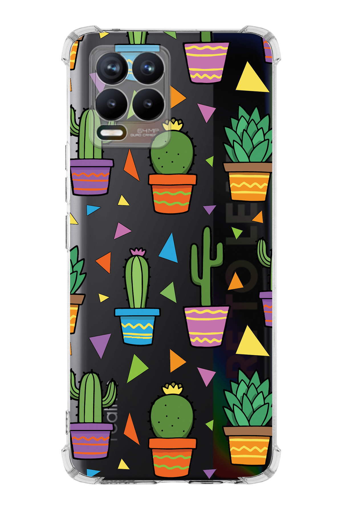 Realme 8 Uyumlu Water Color 4 Baskılı Şeffaf Köşe Korumalı Antişok Kılıf