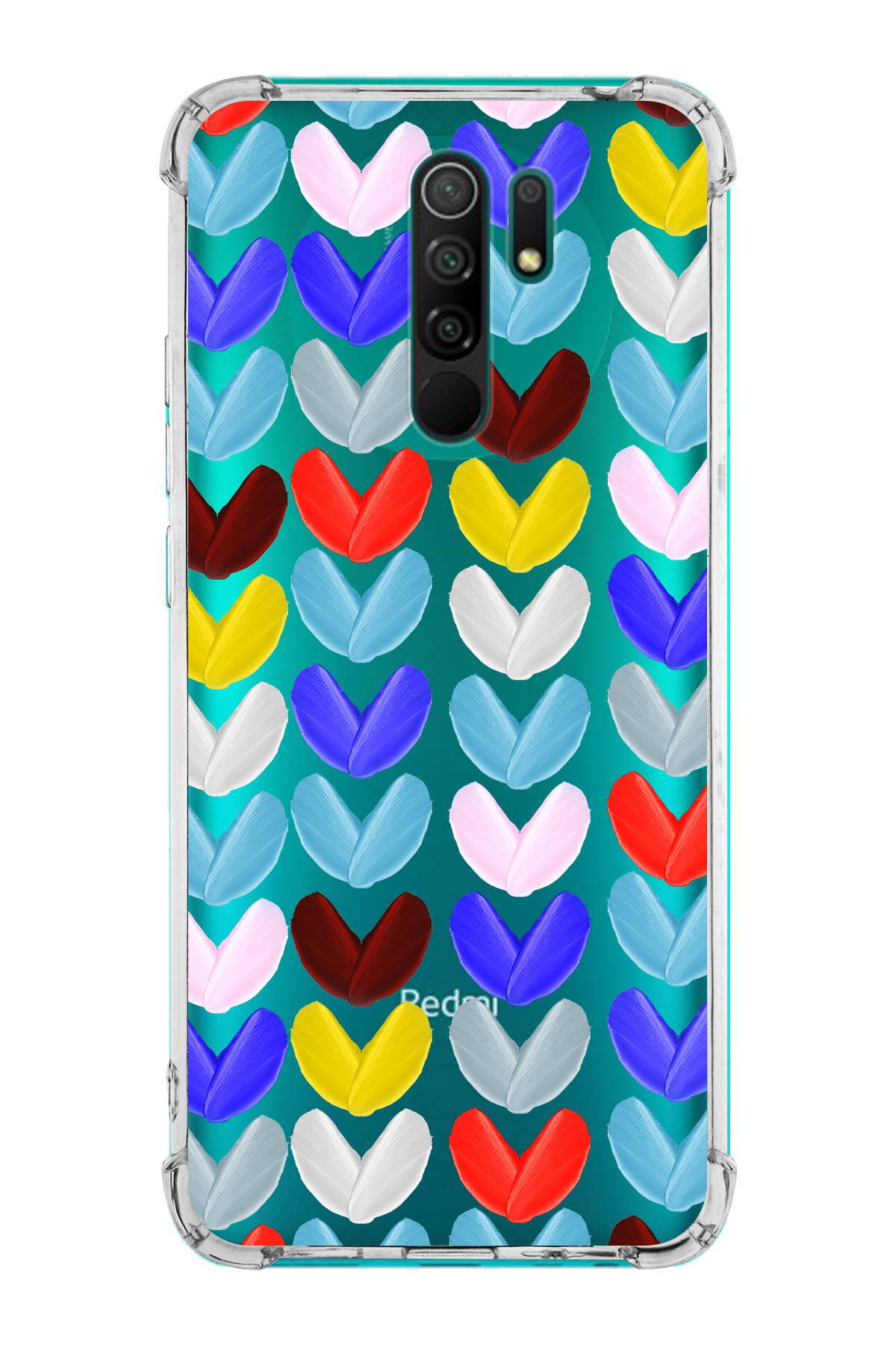 PrinriFy Xiaomi Redmi 9 Uyumlu Water Color 1 Baskılı Şeffaf Köşe Korumalı Antişok Kılıf