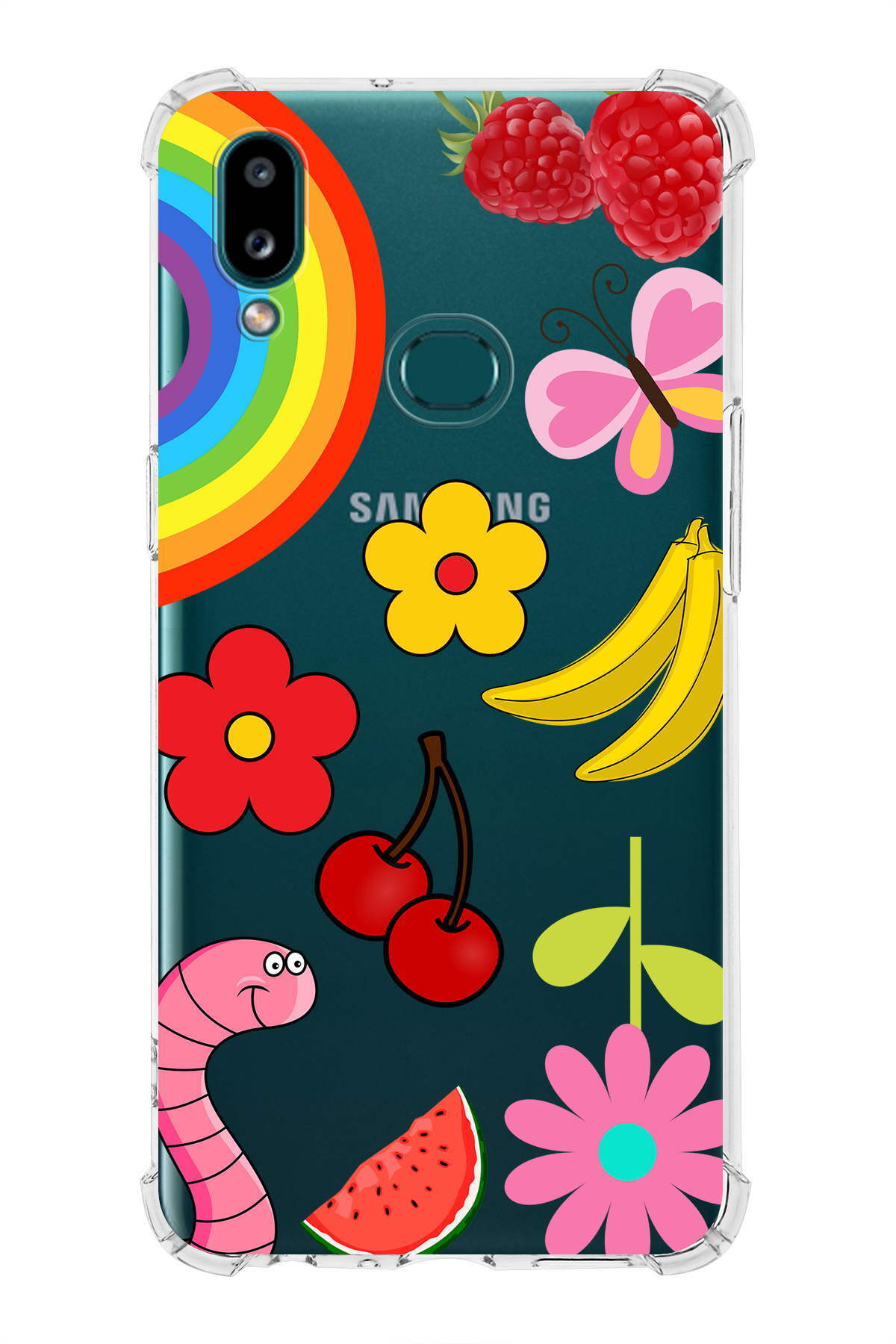 Samsung Galaxy A10s Uyumlu Water Color 5 Baskılı Şeffaf Köşe Korumalı Antişok Kılıf