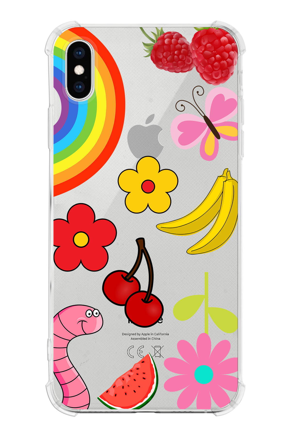 PrinriFy Apple iPhone XS Uyumlu Water Color 5 Baskılı Şeffaf Köşe Korumalı Antişok Kılıf