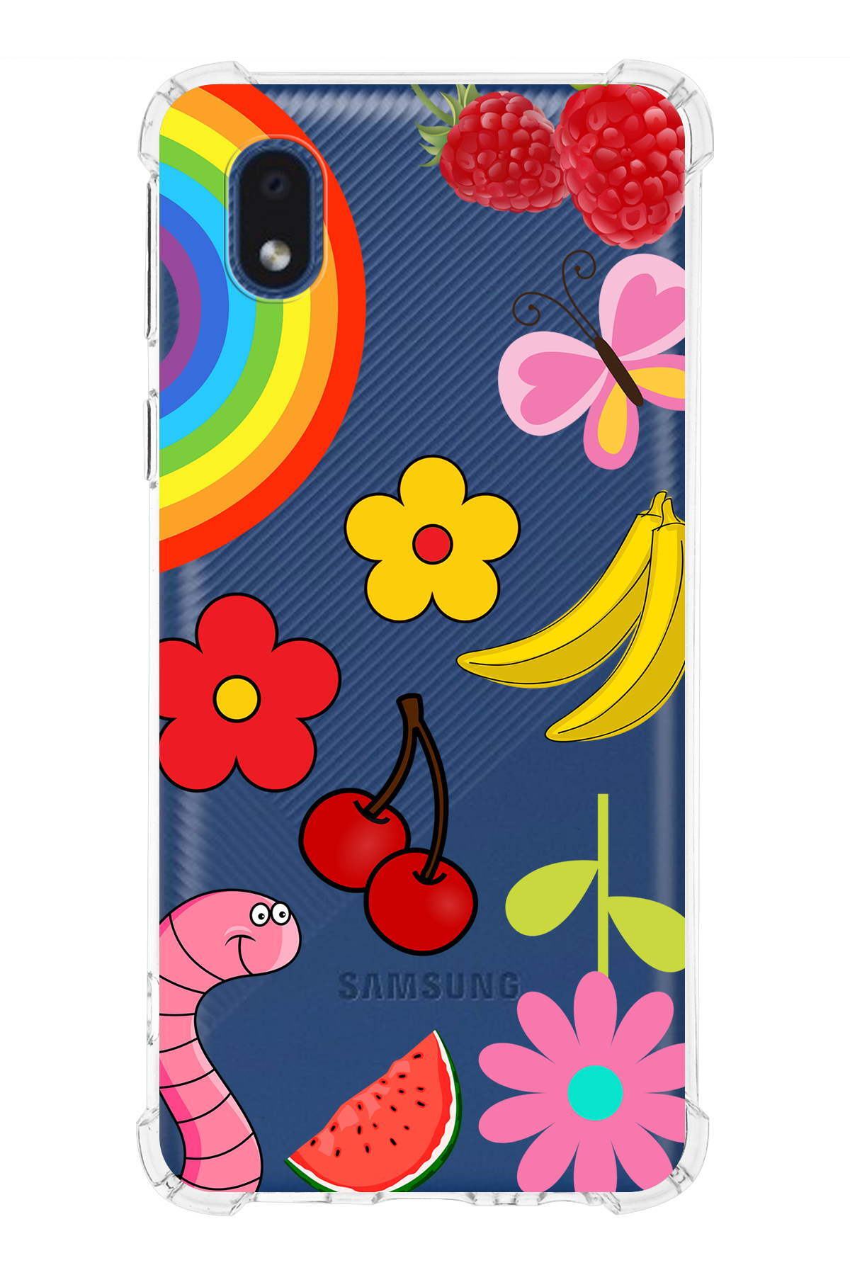 Samsung Galaxy A01 Core Uyumlu Water Color 5 Baskılı Şeffaf Köşe Korumalı Antişok Kılıf