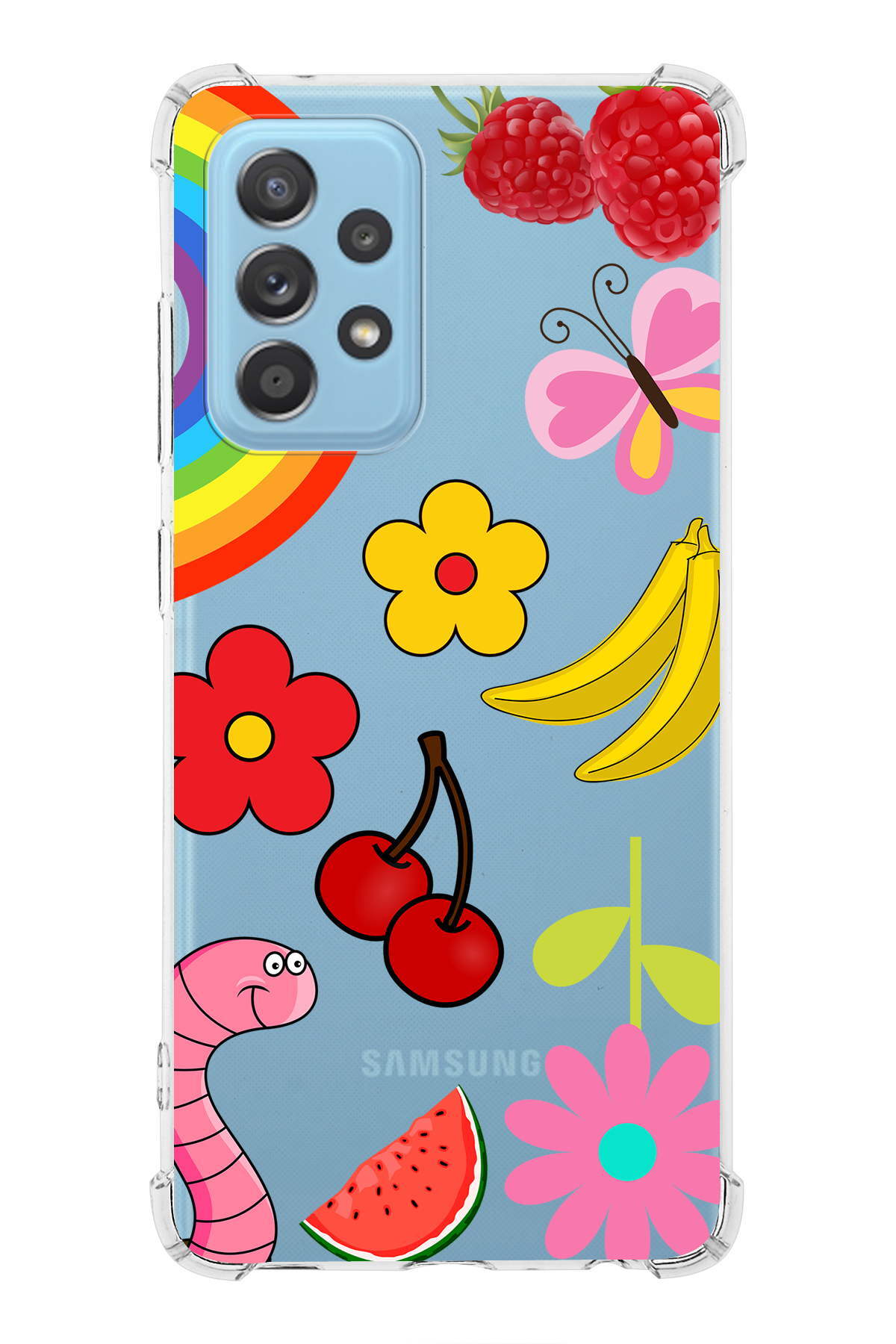 Samsung A52S 5G Uyumlu Water Color 5 Baskılı Şeffaf Köşe Korumalı Antişok Kılıf