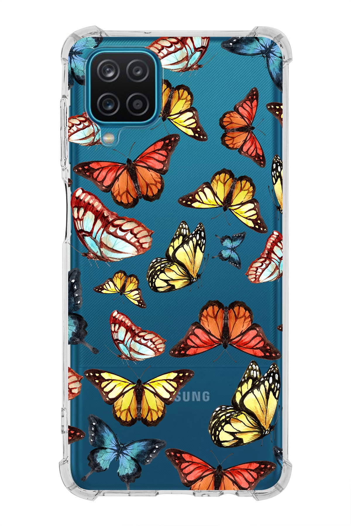 PrinriFy Samsung Galaxy M22 Uyumlu Water Color 2 Baskılı Şeffaf Köşe Korumalı Antişok Kılıf