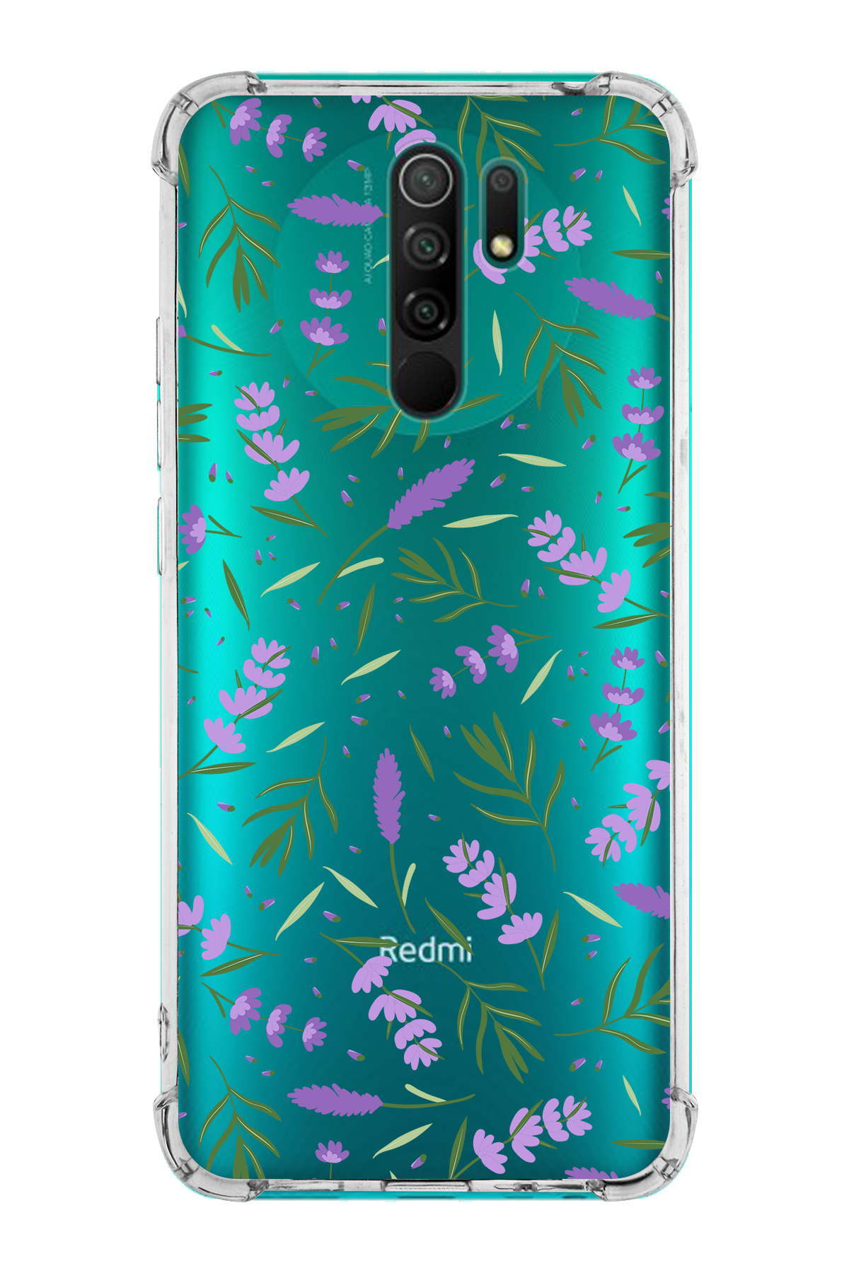 PrinriFy Xiaomi Redmi 9 Uyumlu Water Color 3 Baskılı Şeffaf Köşe Korumalı Antişok Kılıf