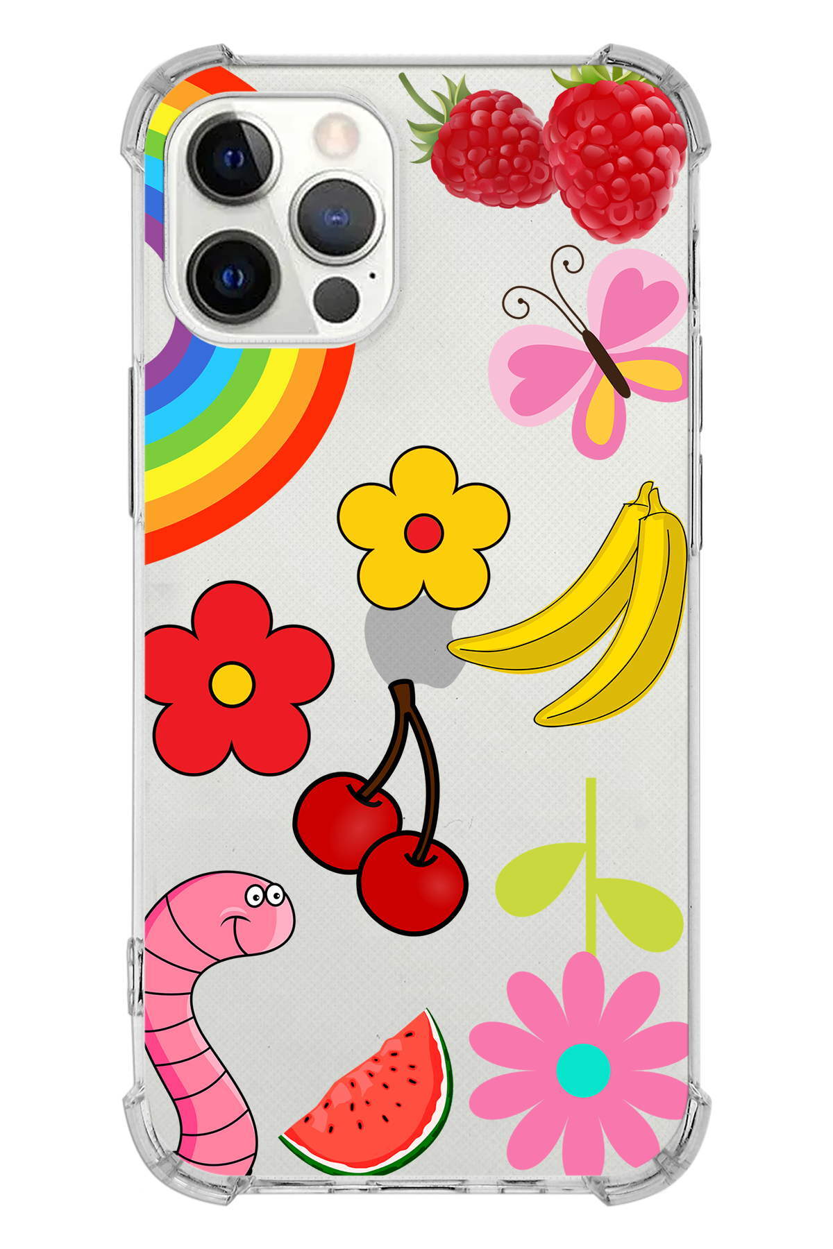 PrinriFy Apple iPhone 12 Pro Uyumlu Water Color 5 Baskılı Şeffaf Köşe Korumalı Antişok Kılıf