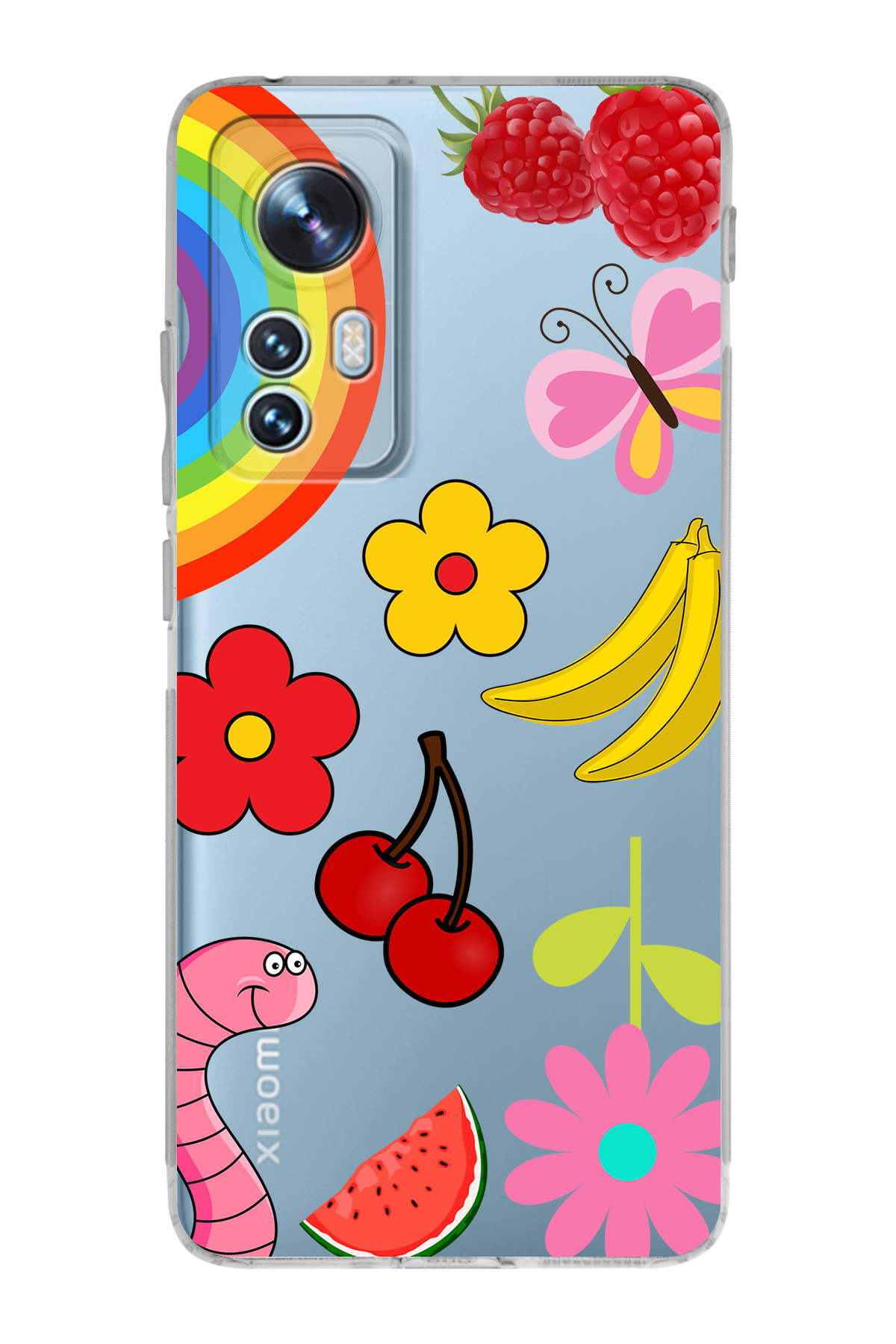 PrinriFy Xiaomi Redmi Note 12S Uyumlu Water Color 5 Baskılı Şeffaf Köşe Korumalı Antişok Kılıf