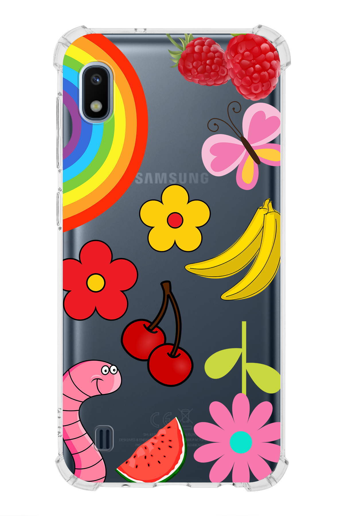 Samsung Galaxy A10 Uyumlu Water Color 5 Baskılı Şeffaf Köşe Korumalı Antişok Kılıf