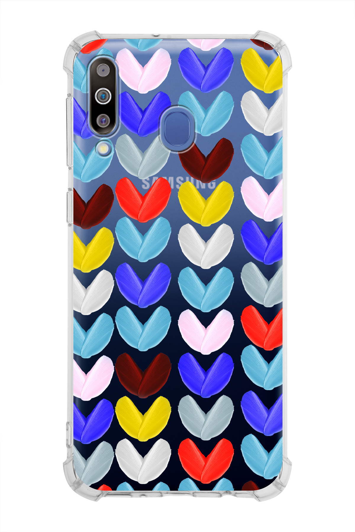 PrinriFy Samsung Galaxy M30 Uyumlu Water Color 1 Baskılı Şeffaf Köşe Korumalı Antişok Kılıf