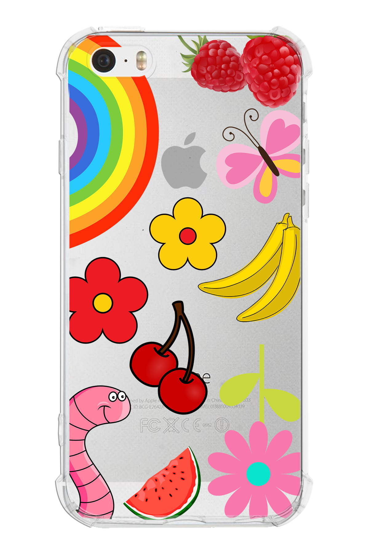 Iphone 5 Uyumlu Water Color 5 Baskılı Şeffaf Köşe Korumalı Antişok Kılıf