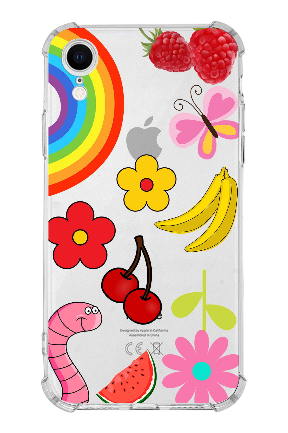 PrinriFy Apple iPhone XR Uyumlu Water Color 5 Baskılı Şeffaf Köşe Korumalı Antişok Kılıf