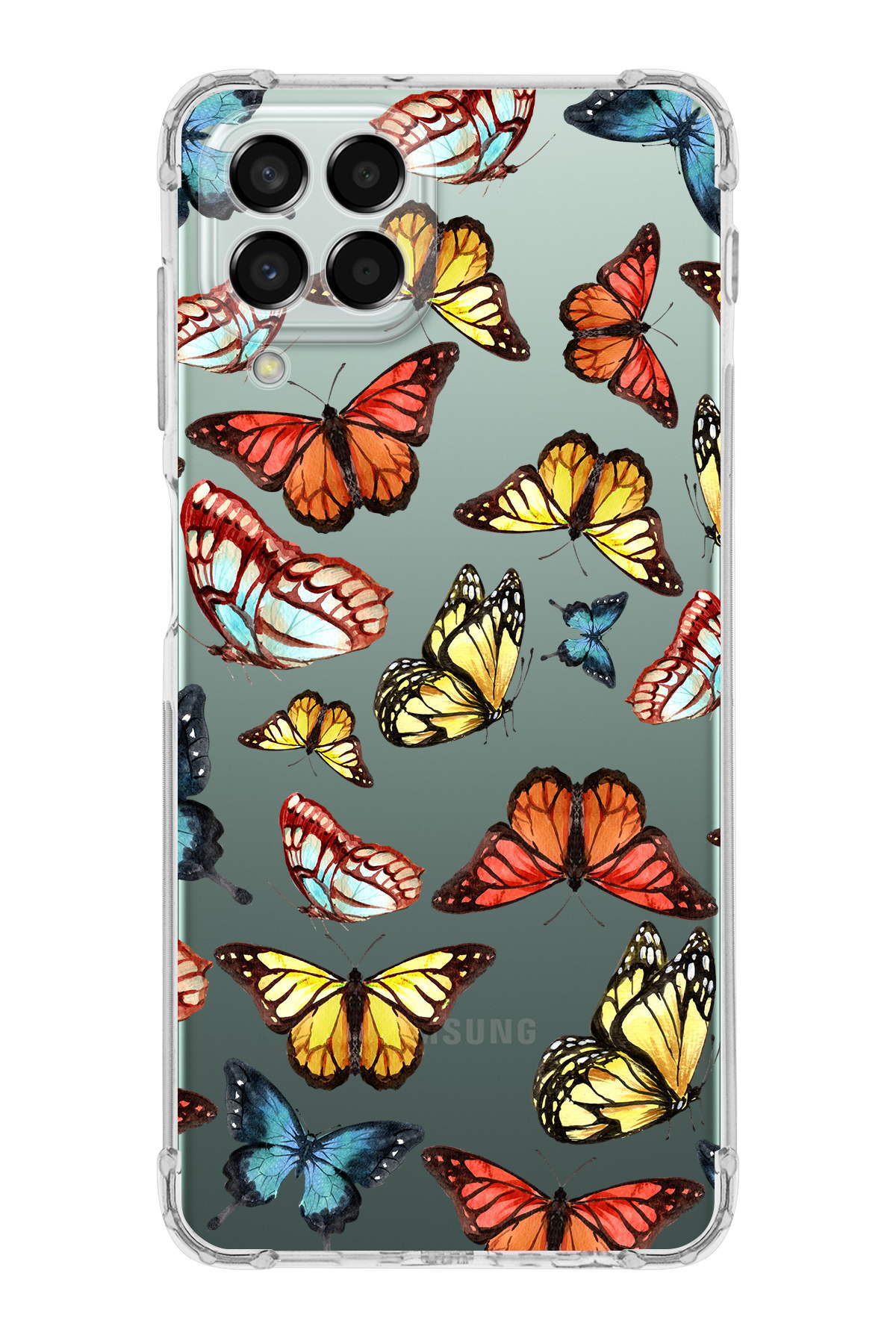 PrinriFy Samsung Galaxy M33 Uyumlu Water Color 2 Baskılı Şeffaf Köşe Korumalı Antişok Kılıf