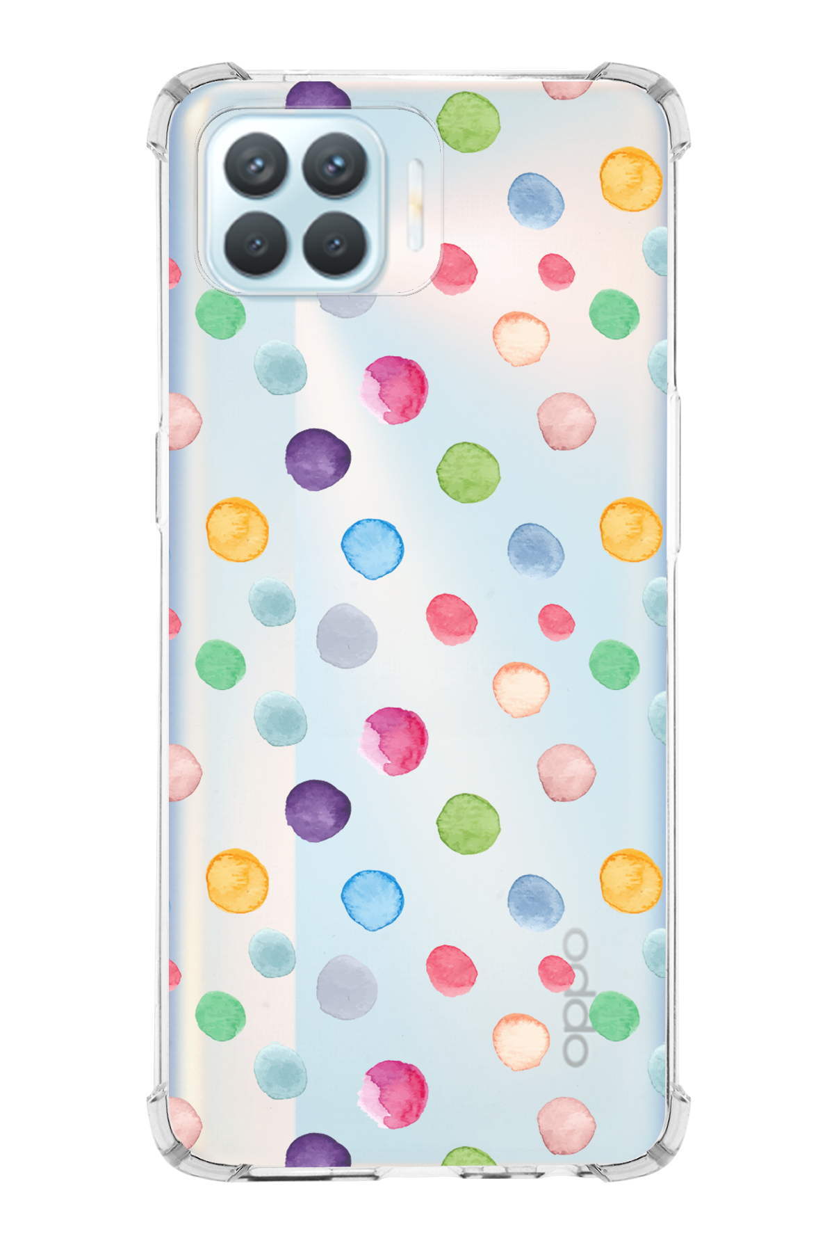 PrinriFy Oppo Reno 4 Lite Uyumlu Water Color 6 Baskılı Şeffaf Köşe Korumalı Antişok Kılıf