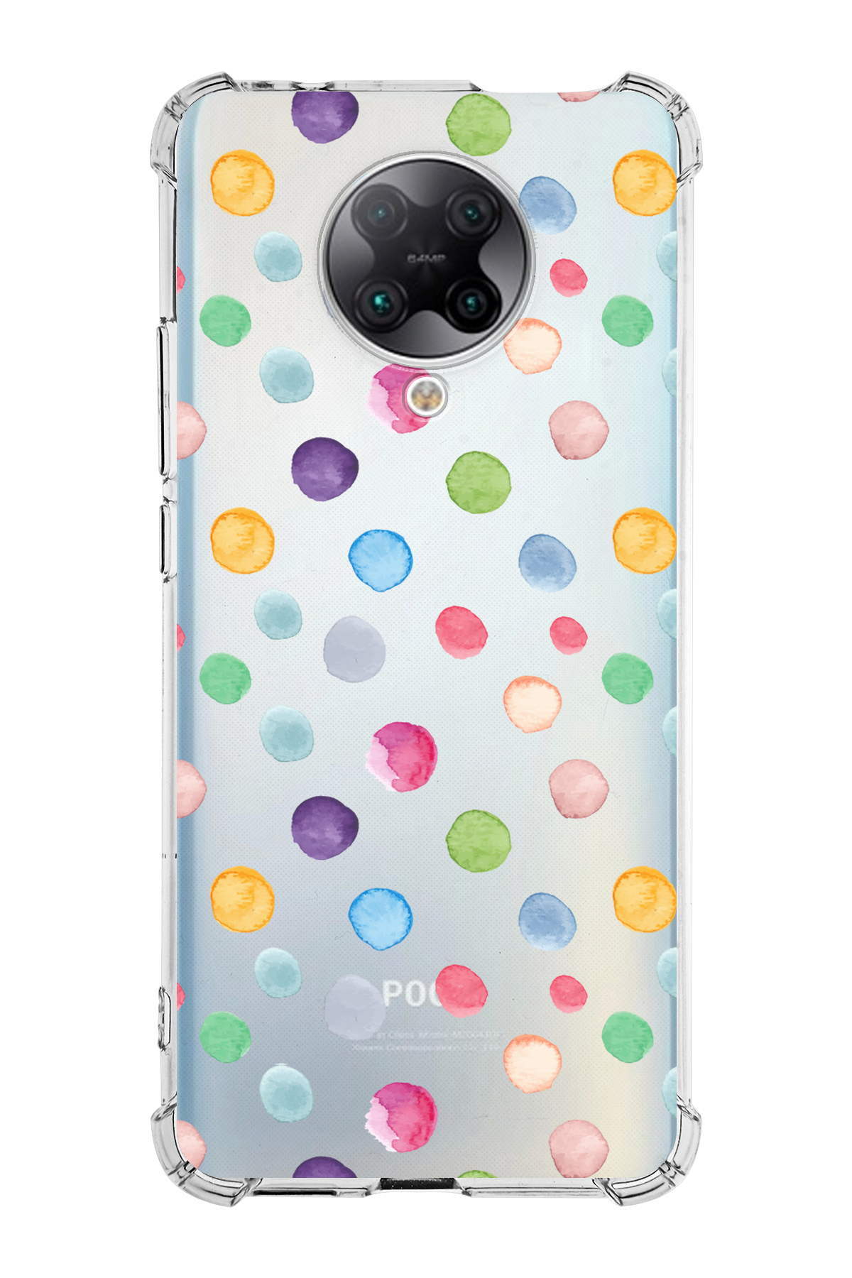 PrinriFy Poco F2 Pro Uyumlu Water Color 6 Baskılı Şeffaf Köşe Korumalı Antişok Kılıf