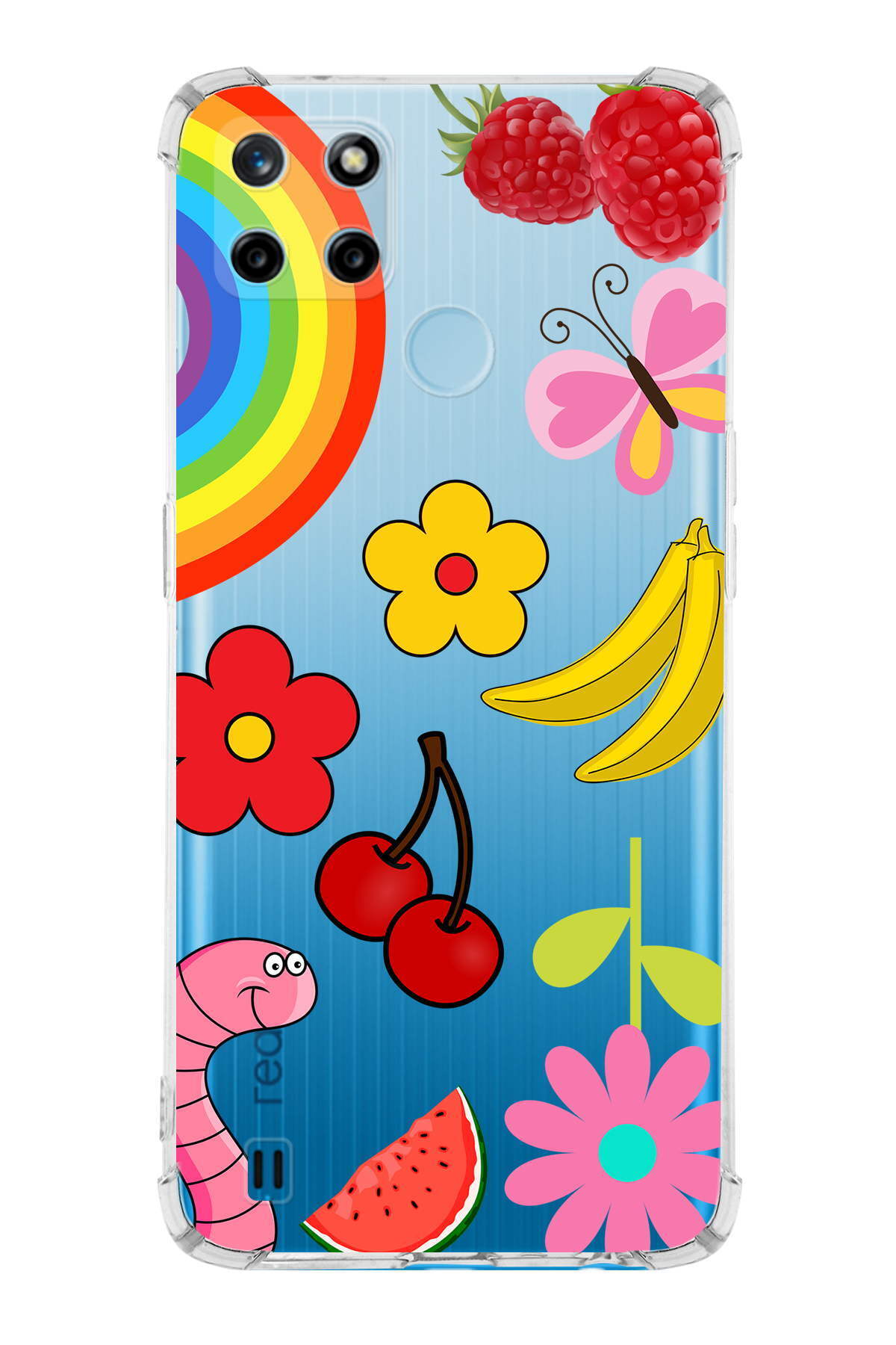 Realme C25 Uyumlu Water Color 5 Baskılı Şeffaf Köşe Korumalı Antişok Kılıf