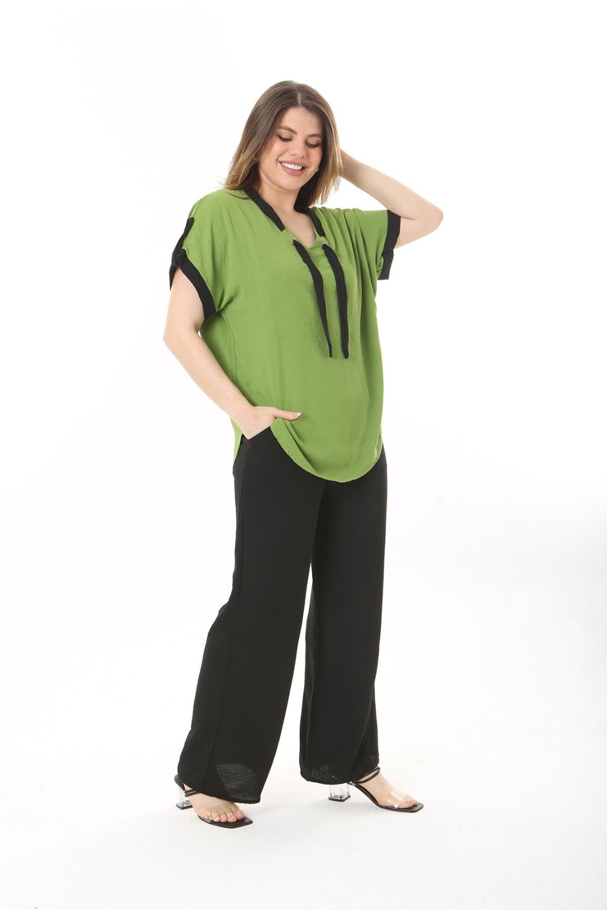 xlargebutik-Large Size Green Lycra Ayrobin Suit - Clothing 5