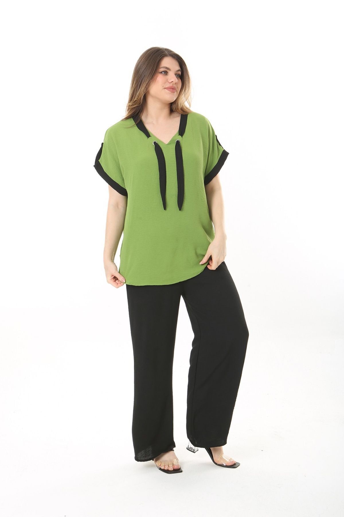 xlargebutik-Large Size Green Lycra Ayrobin Suit - Clothing 6