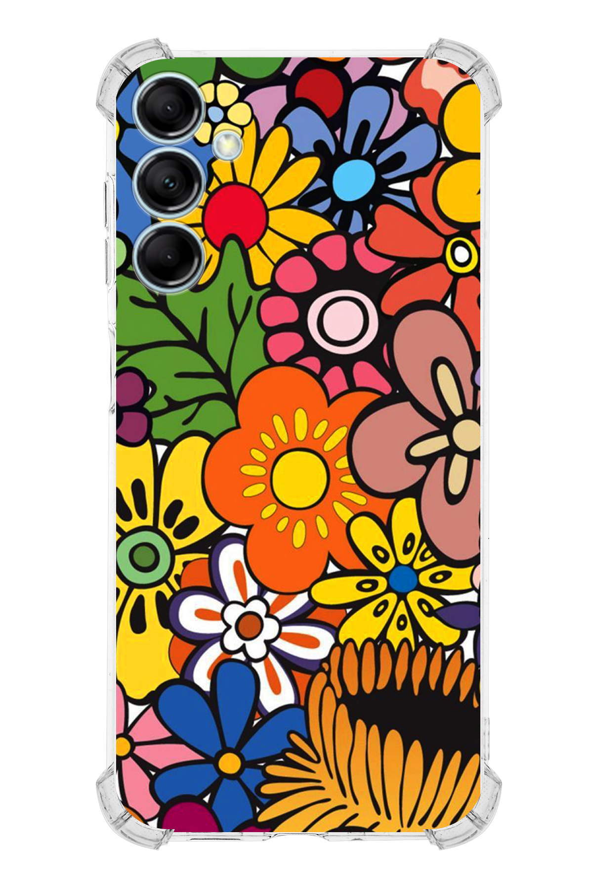 Samsung Galaxy M14 Uyumlu Retro Color 2 Baskılı Şeffaf Köşe Korumalı Antişok Kılıf