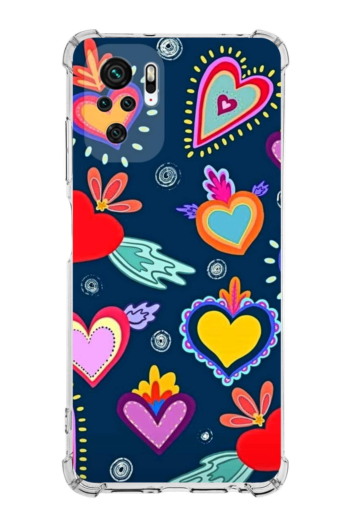 Xiaomi Redmi 10 2022 Uyumlu Retro Color 3 Baskılı Şeffaf Köşe Korumalı Antişok Kılıf