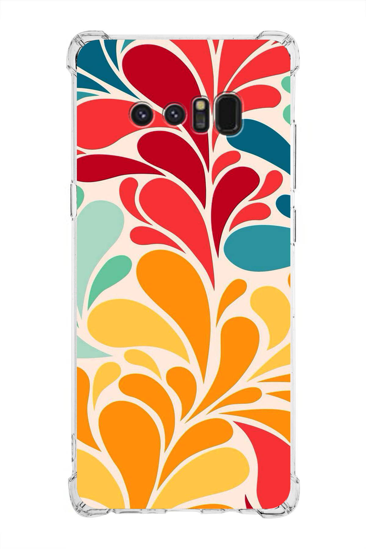 Samsung Galaxy Note 8 Uyumlu Retro Color 5 Baskılı Şeffaf Köşe Korumalı Antişok Kılıf