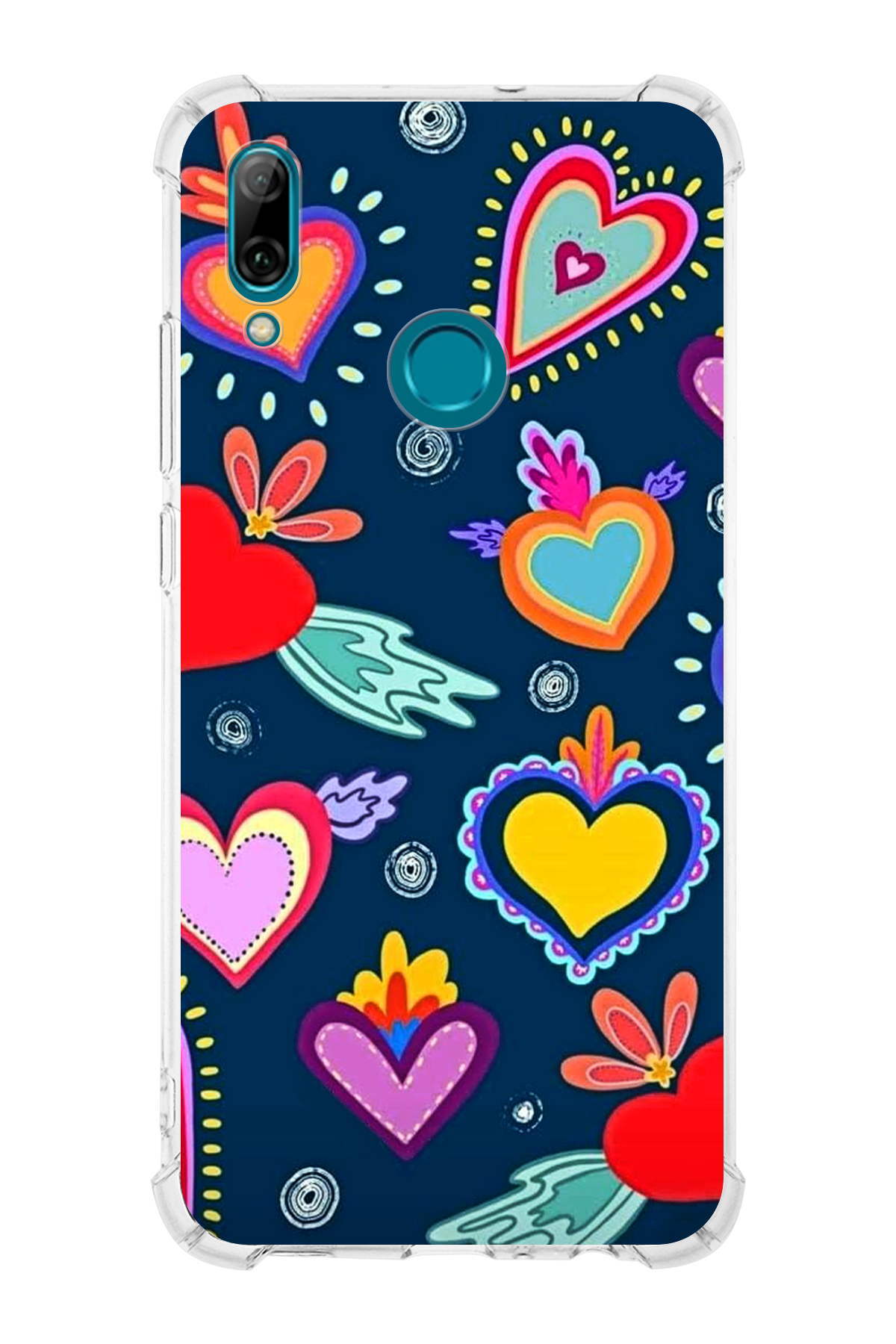 Huawei P Smart 2019 Uyumlu Retro Color 3 Baskılı Şeffaf Köşe Korumalı Antişok Kılıf