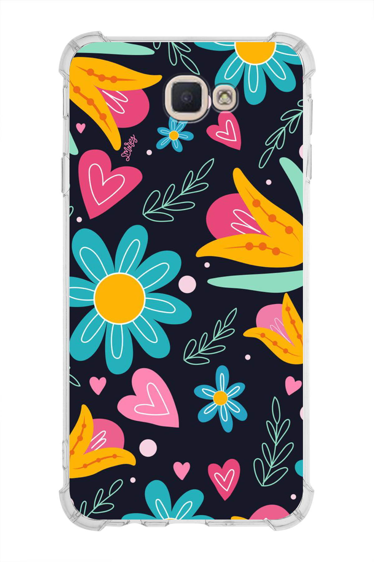 Samsung Galaxy J7 Prime Uyumlu Retro Color 1 Baskılı Şeffaf Köşe Korumalı Antişok Kılıf