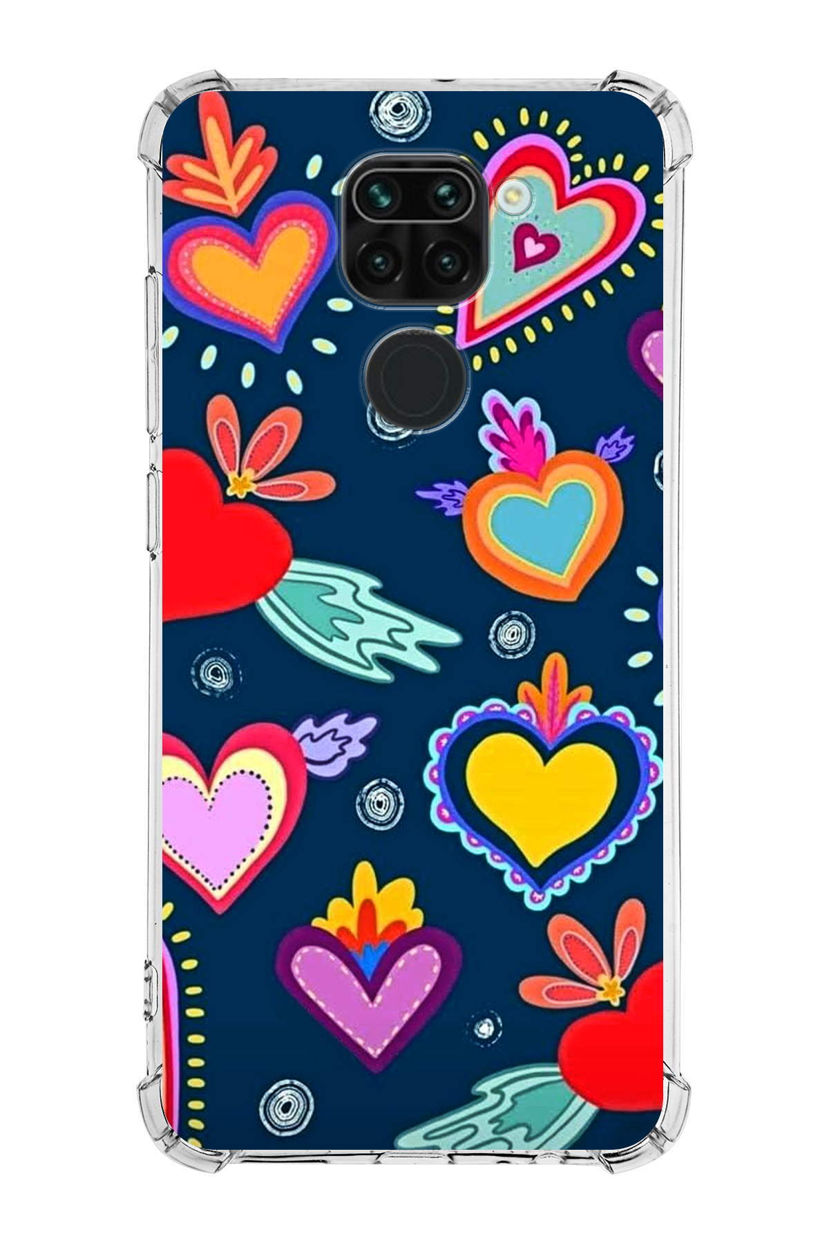 Xiaomi Redmi Note 9 Uyumlu Retro Color 3 Baskılı Şeffaf Köşe Korumalı Antişok Kılıf