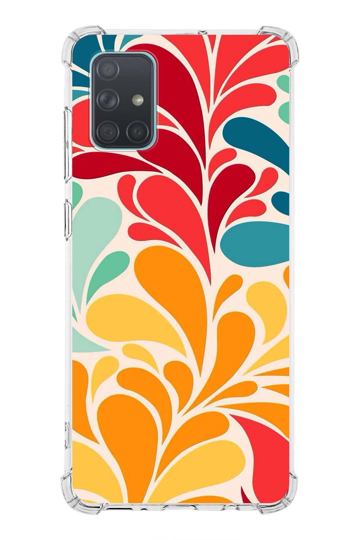 Samsung Galaxy A71 Uyumlu Retro Color 5 Baskılı Şeffaf Köşe Korumalı Antişok Kılıf