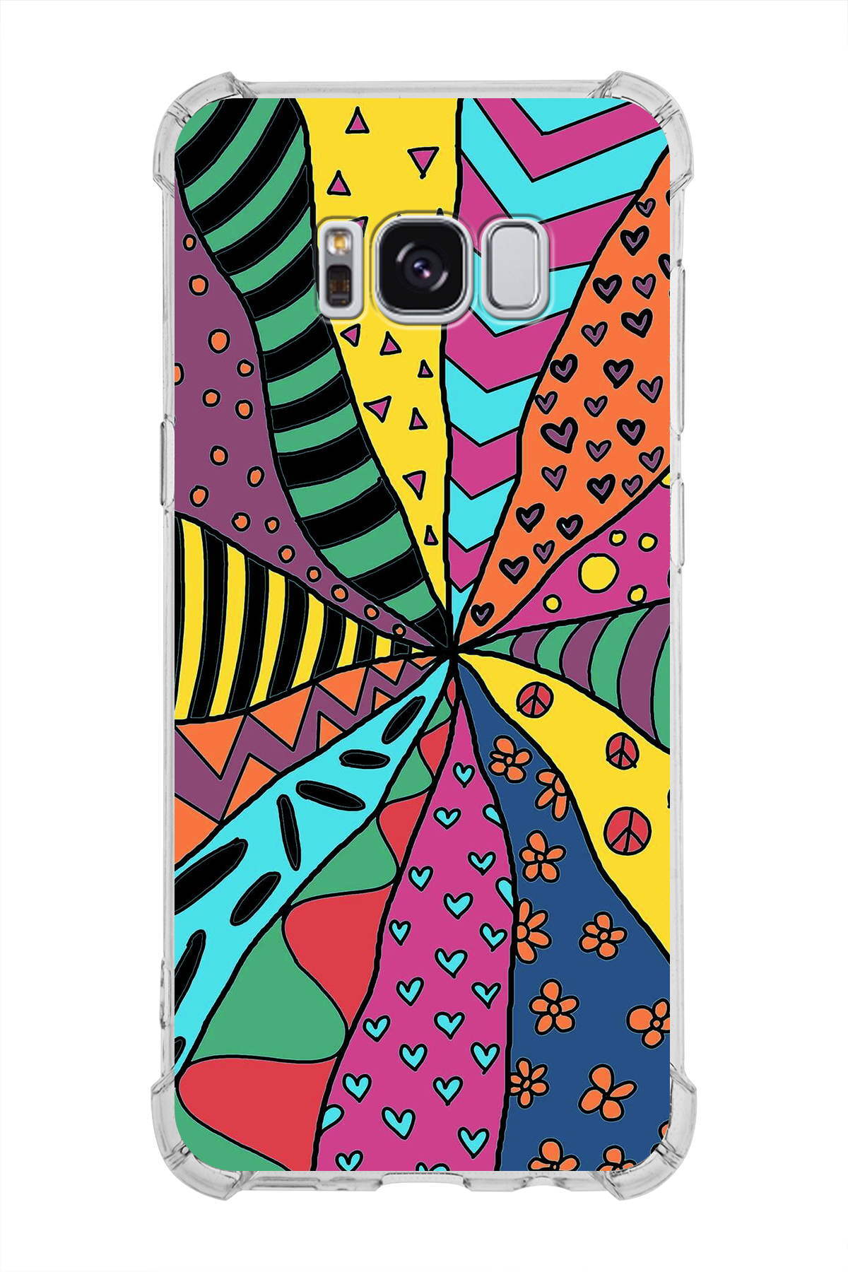 Samsung Galaxy S8 Uyumlu Retro Color 4 Baskılı Şeffaf Köşe Korumalı Antişok Kılıf