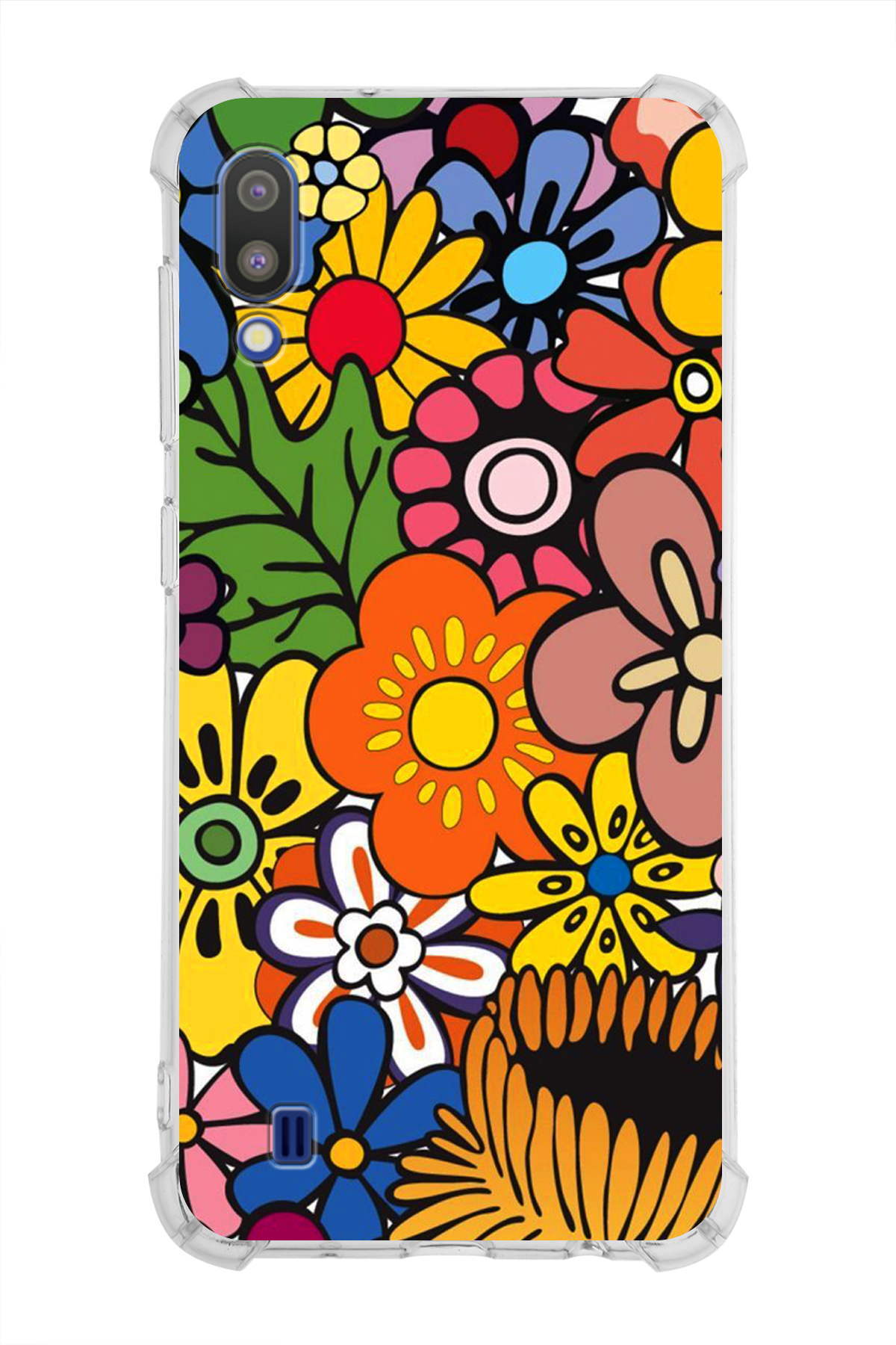 Samsung Galaxy M10 Uyumlu Retro Color 2 Baskılı Şeffaf Köşe Korumalı Antişok Kılıf