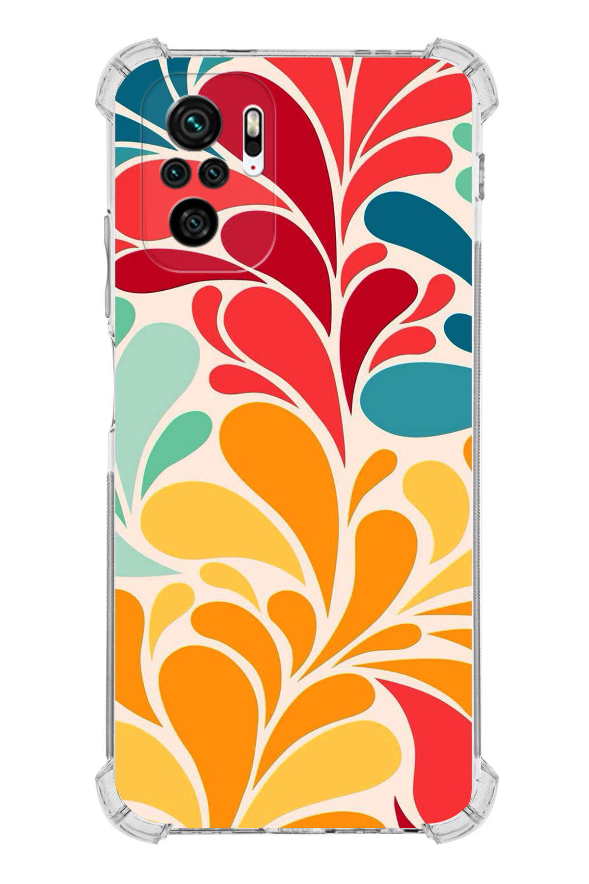 Xiaomi Redmi Note 10S Uyumlu Retro Color 5 Baskılı Şeffaf Köşe Korumalı Antişok Kılıf