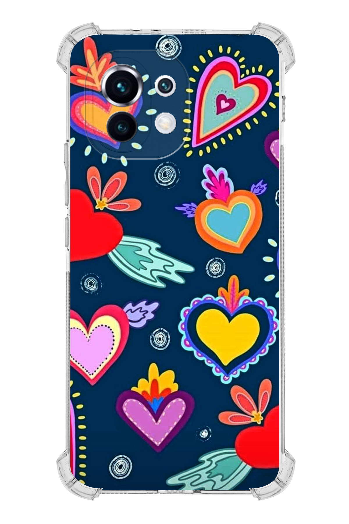 Xiaomi Mi 11 Uyumlu Retro Color 3 Baskılı Şeffaf Köşe Korumalı Antişok Kılıf